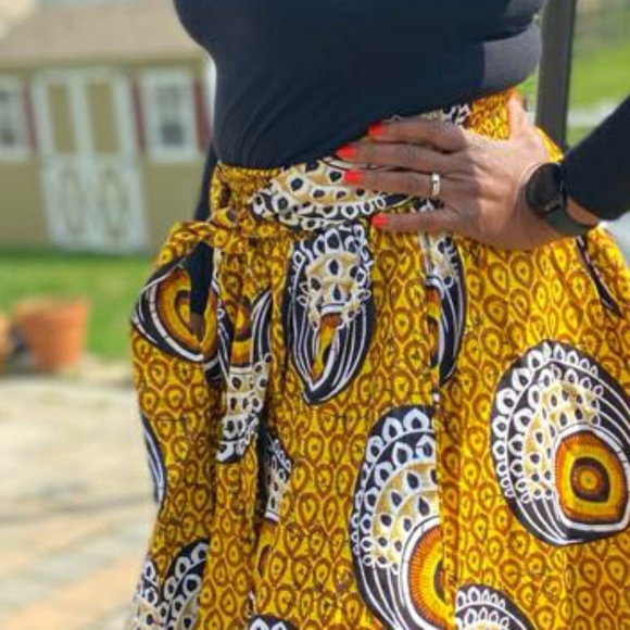 African wax print cotton maxi skirt - Picture 3 of 4
